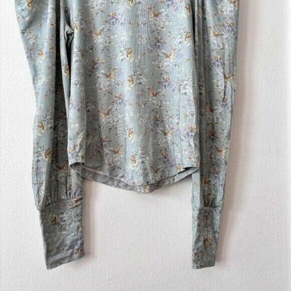 LoveShackFancy Vienna Turtleneck Top in Sky Gray